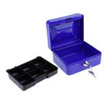 Max Practical Mini Cash Money Box Stainless Steel Security Lock Safe Metal Blue