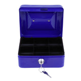 Max Practical Mini Cash Money Box Stainless Steel Security Lock Safe Metal Blue