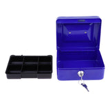 Max Practical Mini Cash Money Box Stainless Steel Security Lock Safe Metal Blue