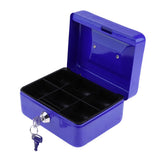 Max Practical Mini Cash Money Box Stainless Steel Security Lock Safe Metal Blue