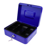 Max Lockable Cash Box Deposit Slot Cash Money Box Safe with 2 Key Portable Blue