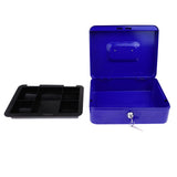 Max Lockable Cash Box Deposit Slot Cash Money Box Safe with 2 Key Portable Blue