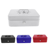 Max Lockable Cash Box Deposit Slot Cash Money Box Safe with 2 Key Portable Blue