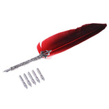 Max Vintage Retro Creative Quill Fountain Dip Pen With 5 Nib Gift Supply Red