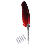 Max Vintage Retro Creative Quill Fountain Dip Pen With 5 Nib Gift Supply Red