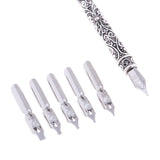Max Quill Pen Fountain Stationary Writting Tool 0.5mm Ink Stick 5 Nibs Gifts B