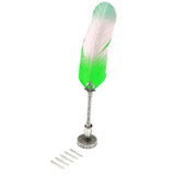 Max Antique Dip Feather Pen Set with Holder 5 Nibs Gift Box Green