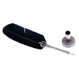 Max Antique Dip Feather Pen Set with Holder 5 Nibs Gift Box Black