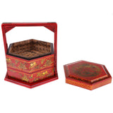 Maxbell Chinese Retro Antique Wooden Lunch Food Storage Box Hand Basket Collectible