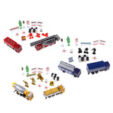 Max Alloy Pull Back Fire Truck Toy Fire Sence Model Firemen Roadblocks Model