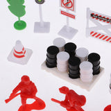 Max Alloy Pull Back Fire Truck Toy Fire Sence Model Firemen Roadblocks Model
