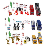Max Alloy Pull Back Fire Truck Toy Fire Sence Model Firemen Roadblocks Model