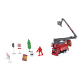 Max Alloy Pull Back Fire Truck Toy Fire Sence Model Firemen Roadblocks Model