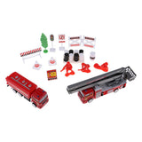 Max Alloy Pull Back Fire Truck Toy Fire Sence Model Firemen Roadblocks Model