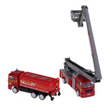 Max Alloy Pull Back Fire Truck Toy Fire Sence Model Firemen Roadblocks Model