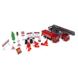 Max Alloy Pull Back Fire Truck Toy Fire Sence Model Firemen Roadblocks Model