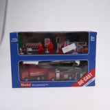 Max Alloy Pull Back Fire Truck Toy Fire Sence Model Firemen Roadblocks Model