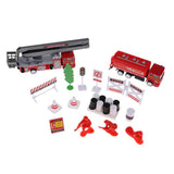 Max Alloy Pull Back Fire Truck Toy Fire Sence Model Firemen Roadblocks Model