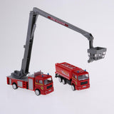 Max Alloy Pull Back Fire Truck Toy Fire Sence Model Firemen Roadblocks Model