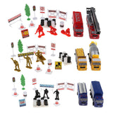Max Alloy Pull Back Fire Truck Toy Fire Sence Model Firemen Roadblocks Model