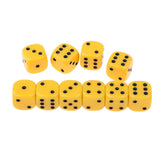 Maxbell 10Pcs Acrylic 6-sided Digital Dice D6 for Party Bar Game Accessory Yellow