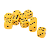 Maxbell 10Pcs Acrylic 6-sided Digital Dice D6 for Party Bar Game Accessory Yellow