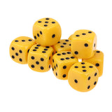 Maxbell 10Pcs Acrylic 6-sided Digital Dice D6 for Party Bar Game Accessory Yellow