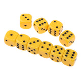 Maxbell 10Pcs Acrylic 6-sided Digital Dice D6 for Party Bar Game Accessory Yellow