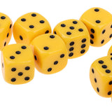 Maxbell 10Pcs Acrylic 6-sided Digital Dice D6 for Party Bar Game Accessory Yellow