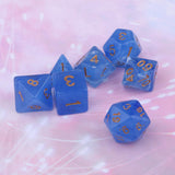 Max 7pcs Gem Acrylic Multi-Sided Dice Polyhedral Dice D&D TRPG Game Blue