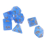 Max 7pcs Gem Acrylic Multi-Sided Dice Polyhedral Dice D&D TRPG Game Blue