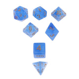 Max 7pcs Gem Acrylic Multi-Sided Dice Polyhedral Dice D&D TRPG Game Blue