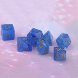 Max 7pcs Gem Acrylic Multi-Sided Dice Polyhedral Dice D&D TRPG Game Blue