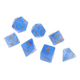Max 7pcs Gem Acrylic Multi-Sided Dice Polyhedral Dice D&D TRPG Game Blue