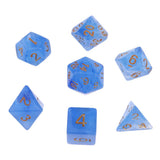 Max 7pcs Gem Acrylic Multi-Sided Dice Polyhedral Dice D&D TRPG Game Blue