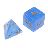 Max 7pcs Gem Acrylic Multi-Sided Dice Polyhedral Dice D&D TRPG Game Blue