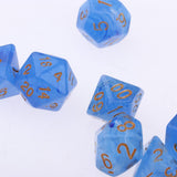 Max 7pcs Gem Acrylic Multi-Sided Dice Polyhedral Dice D&D TRPG Game Blue