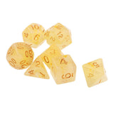 Max 7pcs Gem Acrylic Multi-Sided Dice Polyhedral Dice D&D TRPG Game Yellow