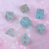 Max 7pcs Gem Acrylic Multi-Sided Dice Polyhedral Dice D&D TRPG Game Light Blue
