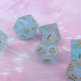 Max 7pcs Gem Acrylic Multi-Sided Dice Polyhedral Dice D&D TRPG Game Light Blue