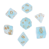 Max 7pcs Gem Acrylic Multi-Sided Dice Polyhedral Dice D&D TRPG Game Light Blue