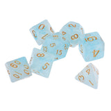 Max 7pcs Gem Acrylic Multi-Sided Dice Polyhedral Dice D&D TRPG Game Light Blue