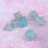Max 7pcs Gem Acrylic Multi-Sided Dice Polyhedral Dice D&D TRPG Game Light Blue