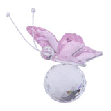 Max Crystal Flying Butterfly with Ball Base Figurine Cut Glass Ornament Pink