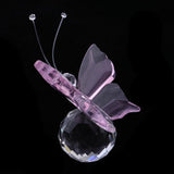 Max Crystal Flying Butterfly with Ball Base Figurine Cut Glass Ornament Pink