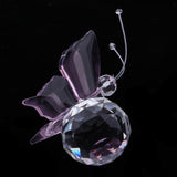 Max Crystal Flying Butterfly with Ball Base Figurine Cut Glass Ornament Pink