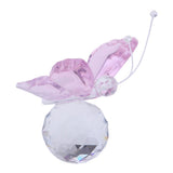 Max Crystal Flying Butterfly with Ball Base Figurine Cut Glass Ornament Pink