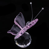 Max Crystal Flying Butterfly with Ball Base Figurine Cut Glass Ornament Pink