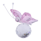 Max Crystal Flying Butterfly with Ball Base Figurine Cut Glass Ornament Pink