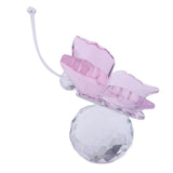 Max Crystal Flying Butterfly with Ball Base Figurine Cut Glass Ornament Pink